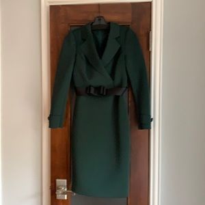 NWT New with tags Badgley Mischka Dark Emerald scuba long sleeve dress size 2.
